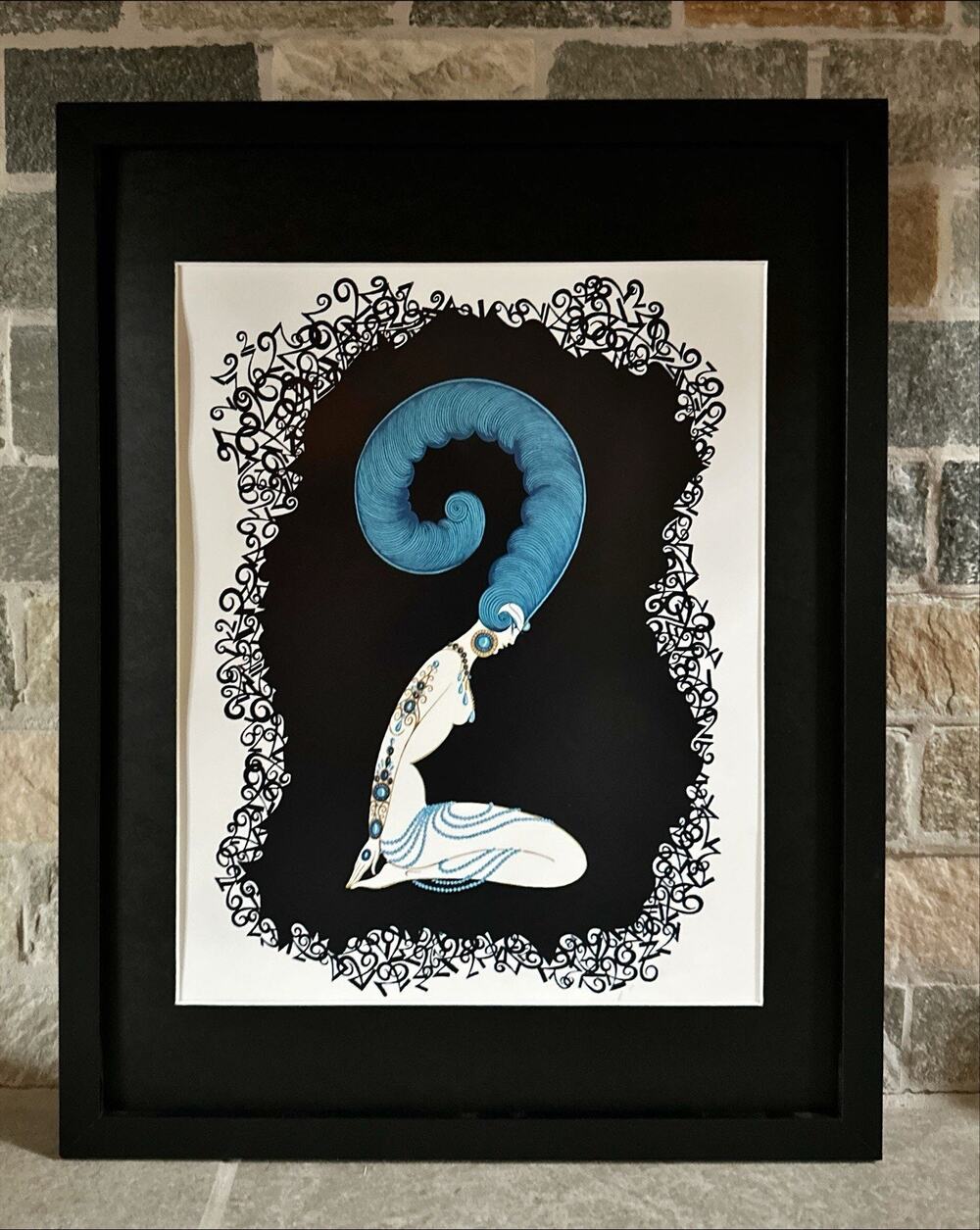 Framed Erte " Number 2 " From the Numeral Suite 11x14